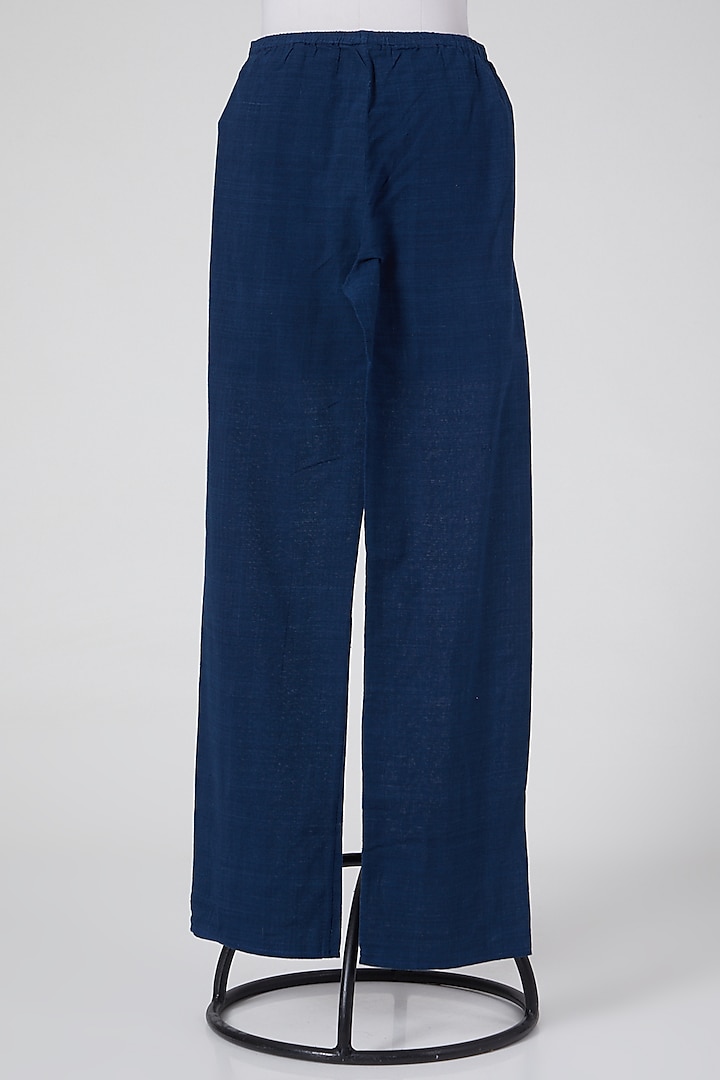 Cobalt Blue Pants In Linen by Wendell Rodricks