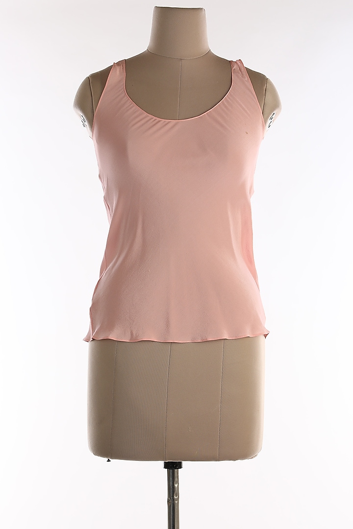 Peach Satin Top by Wendell Rodricks