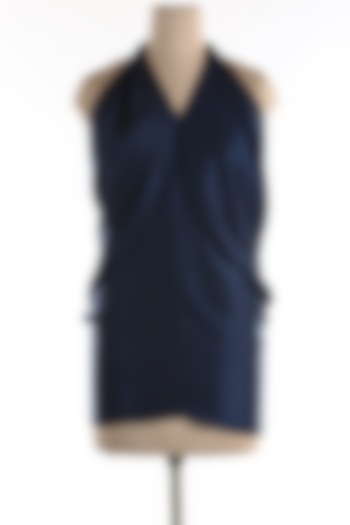 Navy Blue Satin Sarong by Wendell Rodricks at Pernia's Pop Up Shop