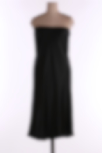 Black Satin Tunic Dress by Wendell Rodricks