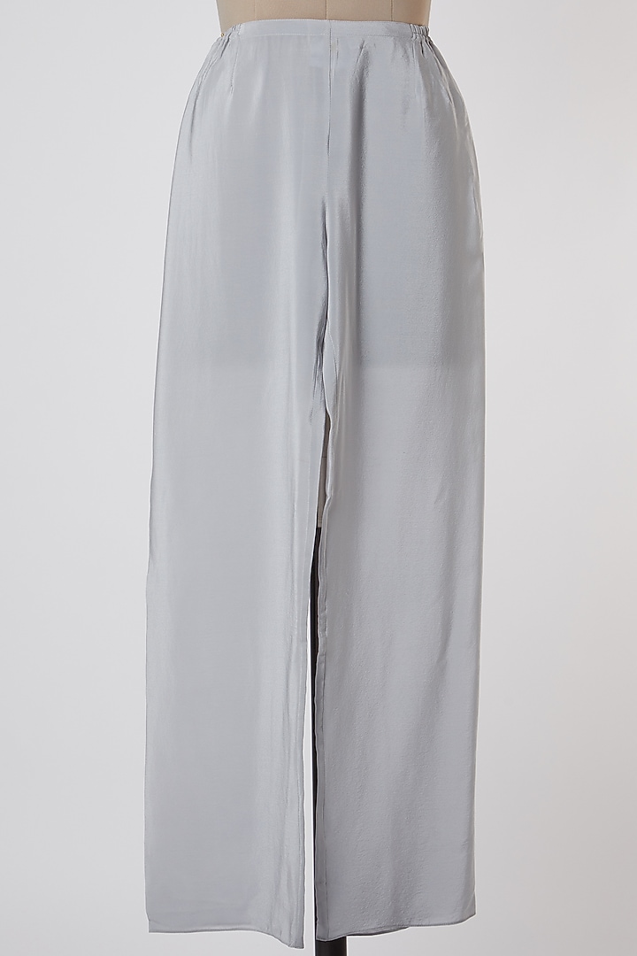 Grey Silk Satin Pants by Wendell Rodricks at Pernia's Pop Up Shop