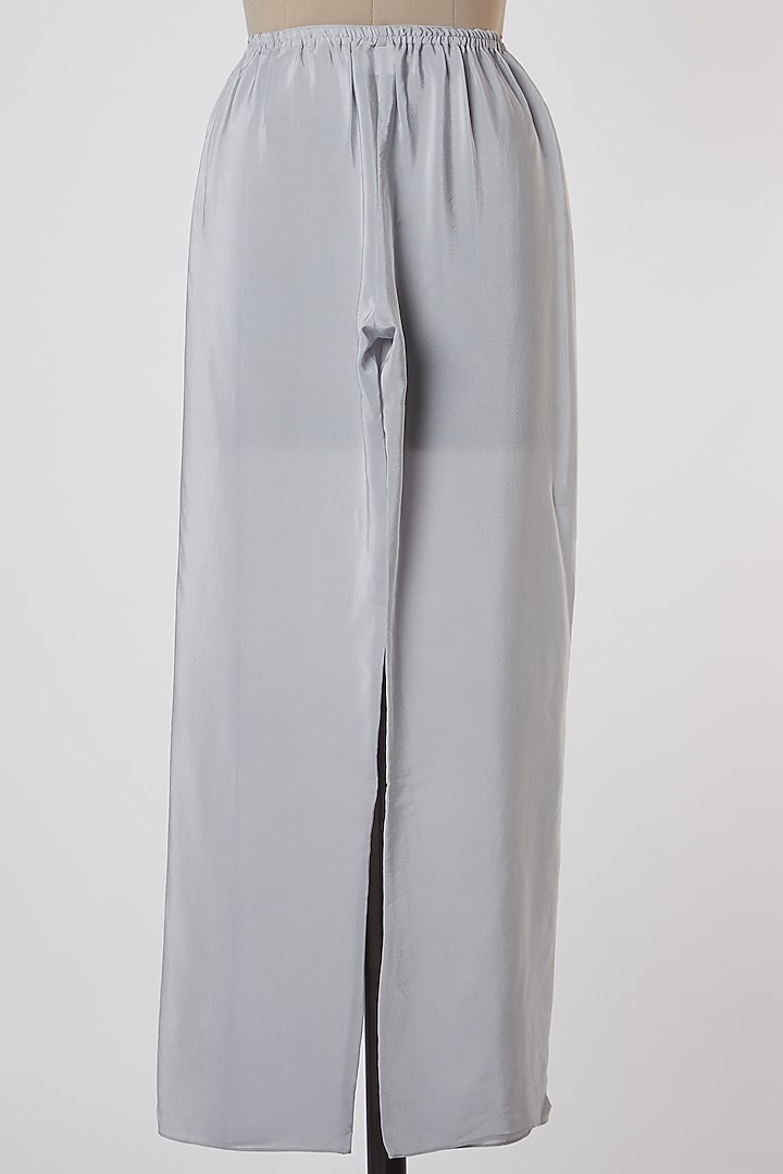 Grey Silk Satin Pants by Wendell Rodricks at Pernia's Pop Up Shop