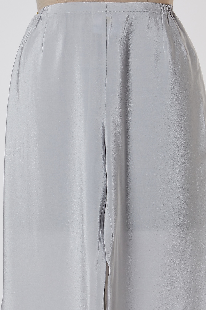 Grey Silk Satin Pants by Wendell Rodricks at Pernia's Pop Up Shop