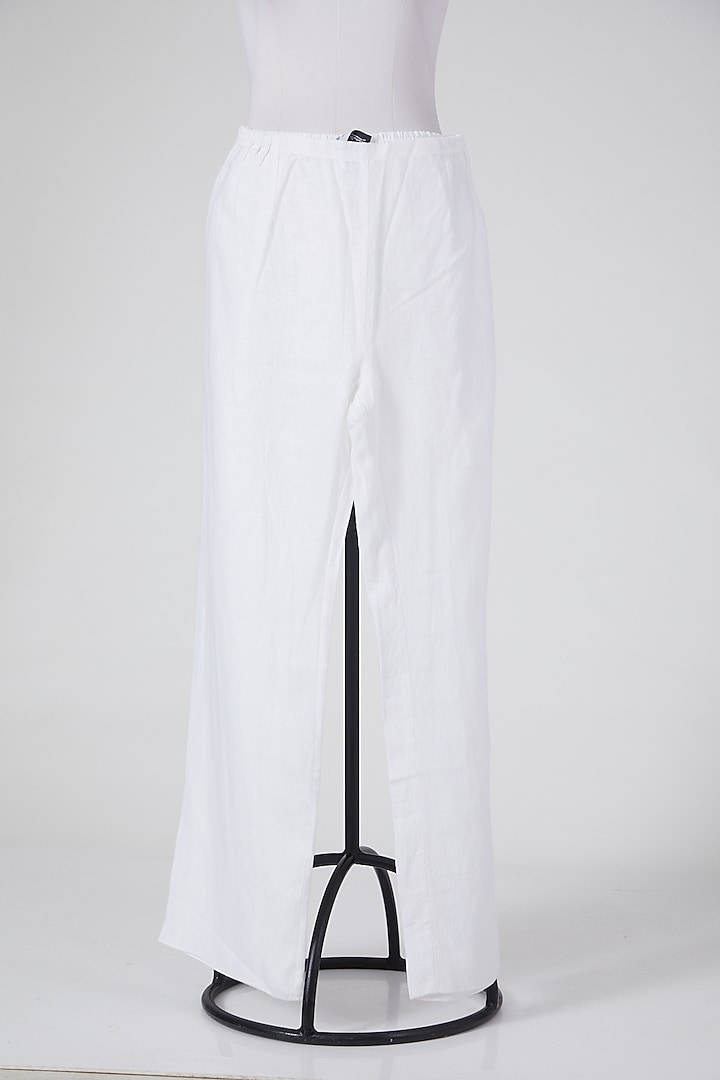 White Pants In Linen by Wendell Rodricks