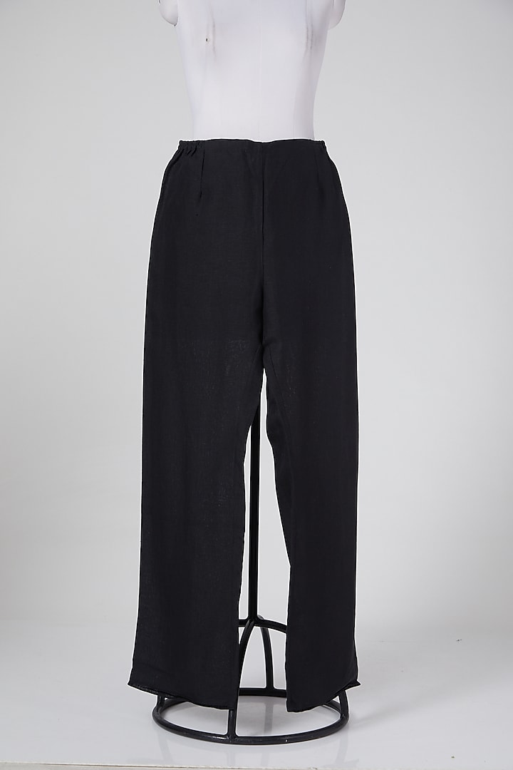 Black Pants In Linen by Wendell Rodricks