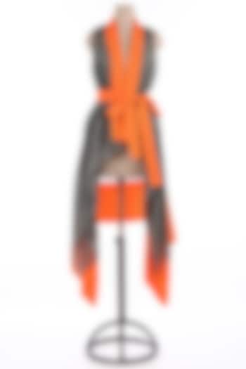 Grey & Orange Linen Overcoat by Wendell Rodricks at Pernia's Pop Up Shop