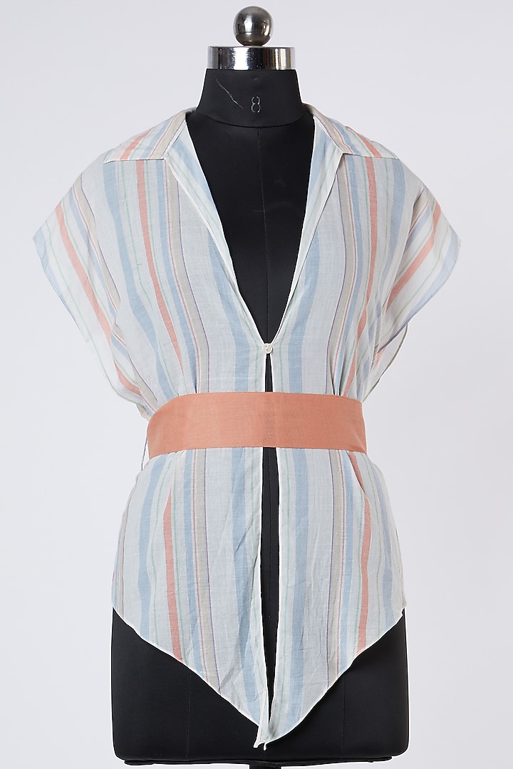 Multi Colored Striped Shirt by Wendell Rodricks