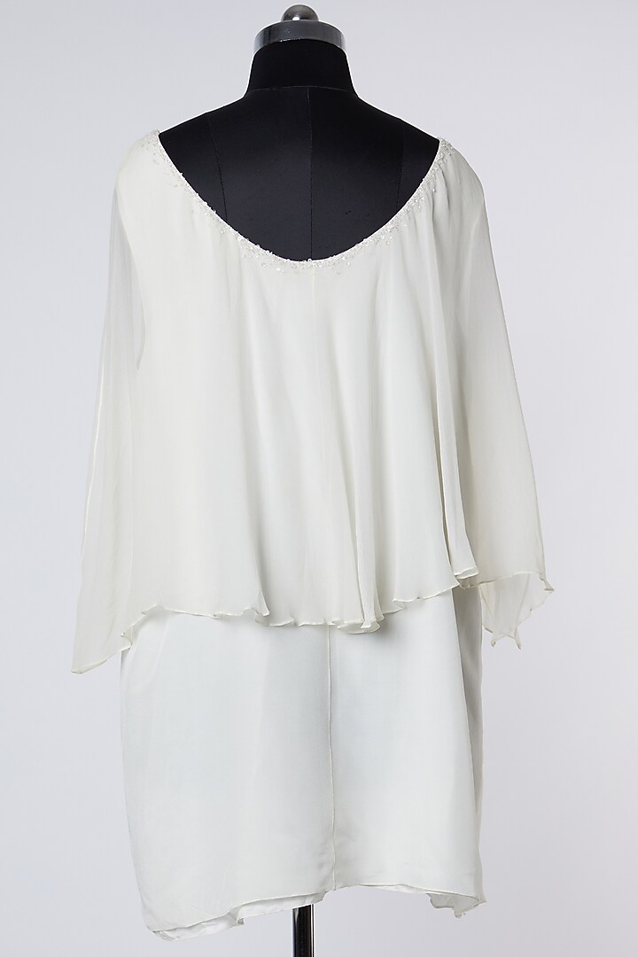 White Silk Satin Tunic Dress by Wendell Rodricks at Pernia's Pop Up Shop