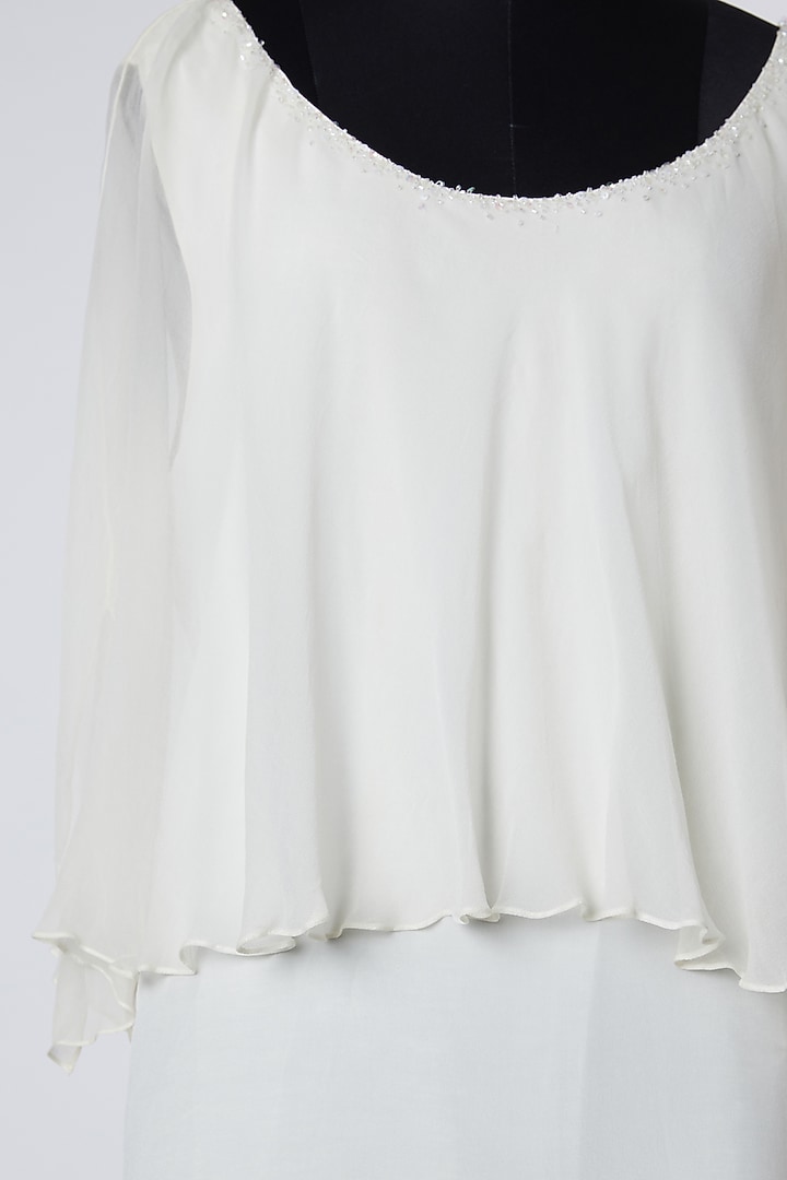 White Silk Satin Tunic Dress by Wendell Rodricks at Pernia's Pop Up Shop