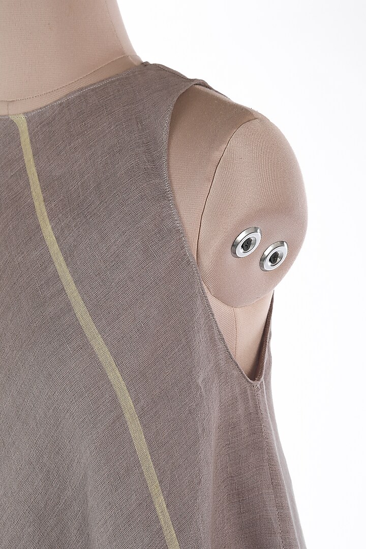 Grey & Lime Green Linen Asymmetric Midi Summer Dress by Wendell Rodricks at Pernia's Pop Up Shop