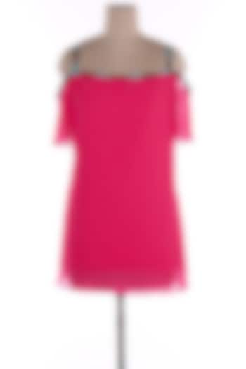 Rani Pink Off- Shoulder Crinkled Top by Wendell Rodricks at Pernia's Pop Up Shop