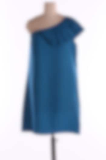 Indigo Blue One Shoulder Vacation Dress by Wendell Rodricks at Pernia's Pop Up Shop