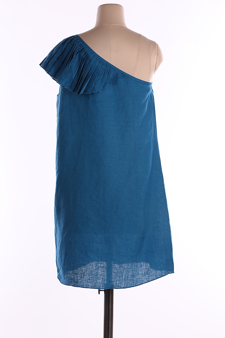 Indigo Blue One Shoulder Vacation Dress by Wendell Rodricks at Pernia's Pop Up Shop