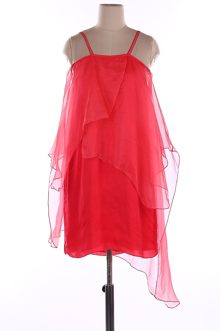 Coral Organza Mini Dress by Wendell Rodricks at Pernia's Pop Up Shop