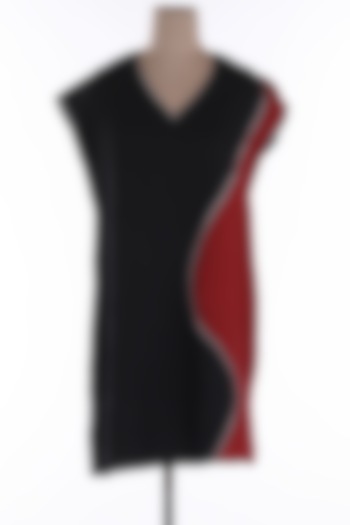 Red & Black Embellished Mini Dress by Wendell Rodricks