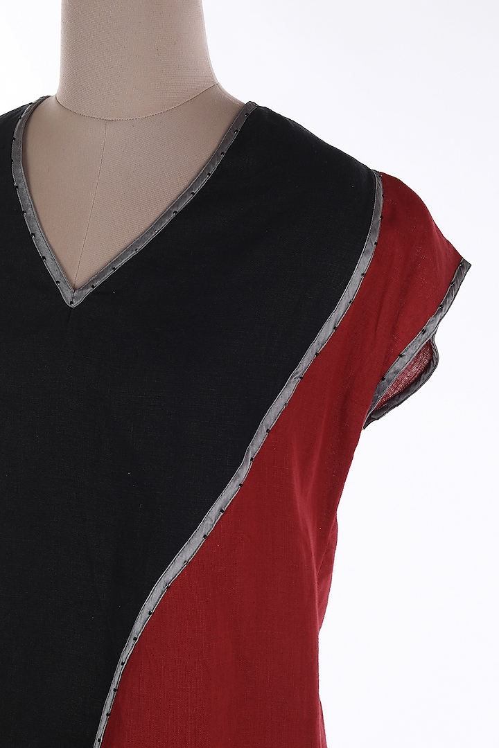 Red & Black Embellished Mini Summer Dress by Wendell Rodricks at Pernia's Pop Up Shop