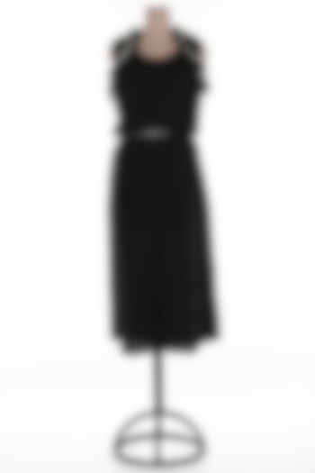 Black Linen Maxi Dress by Wendell Rodricks