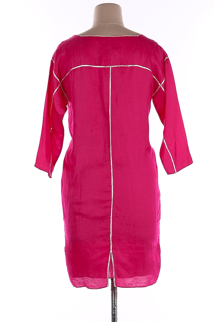 Fuchsia Linen Midi Vacation Dress by Wendell Rodricks at Pernia's Pop Up Shop