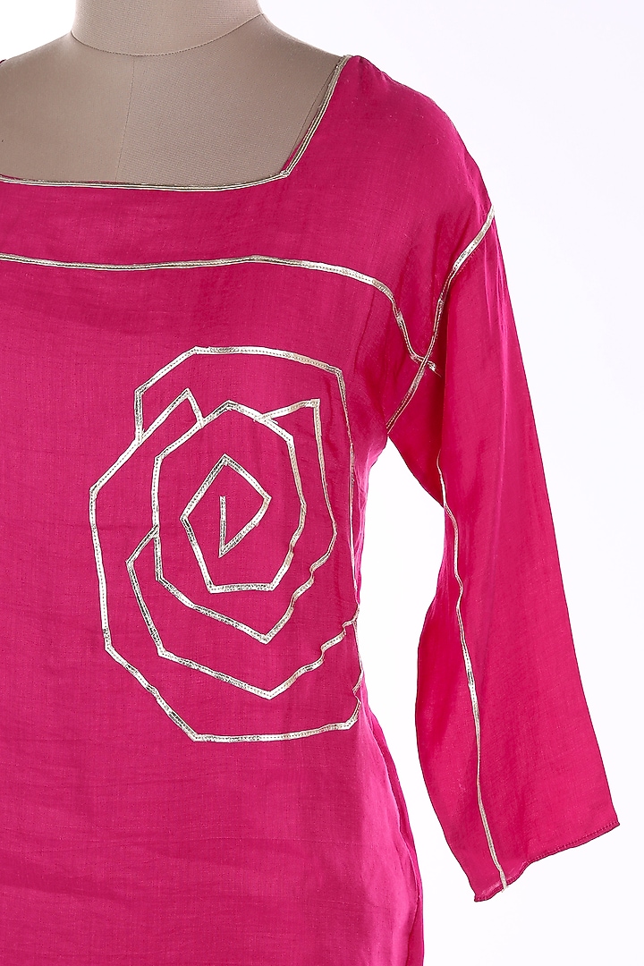 Fuchsia Linen Midi Vacation Dress by Wendell Rodricks at Pernia's Pop Up Shop