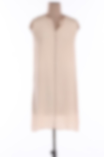 Peach Satin Midi Vacation Dress by Wendell Rodricks at Pernia's Pop Up Shop