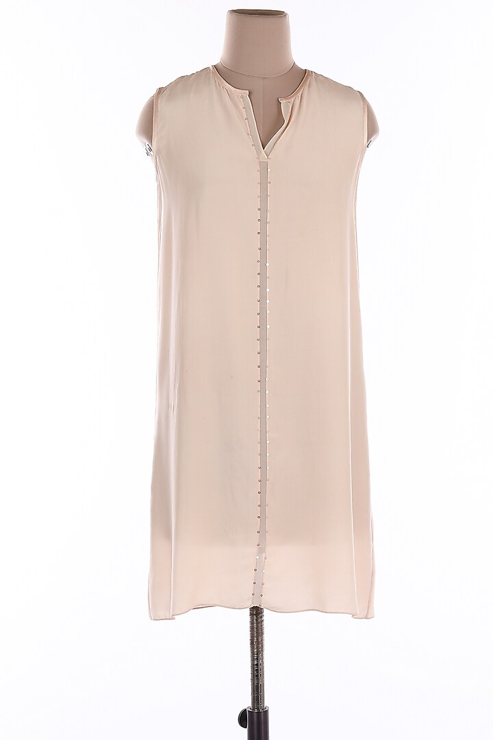 Peach Satin Midi Vacation Dress by Wendell Rodricks at Pernia's Pop Up Shop