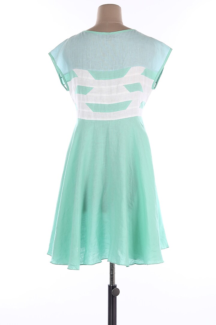 Mint Green & White Linen Midi Vacation Dress by Wendell Rodricks at Pernia's Pop Up Shop