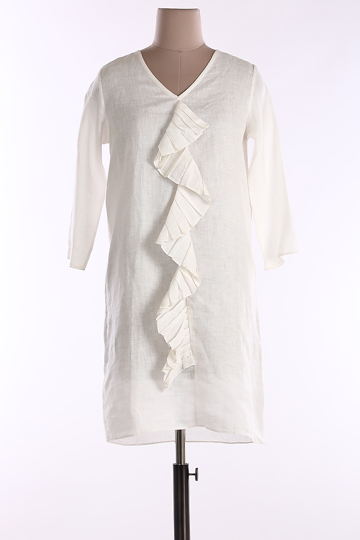 Ivory Pleated Summer Dress by Wendell Rodricks at Pernia's Pop Up Shop