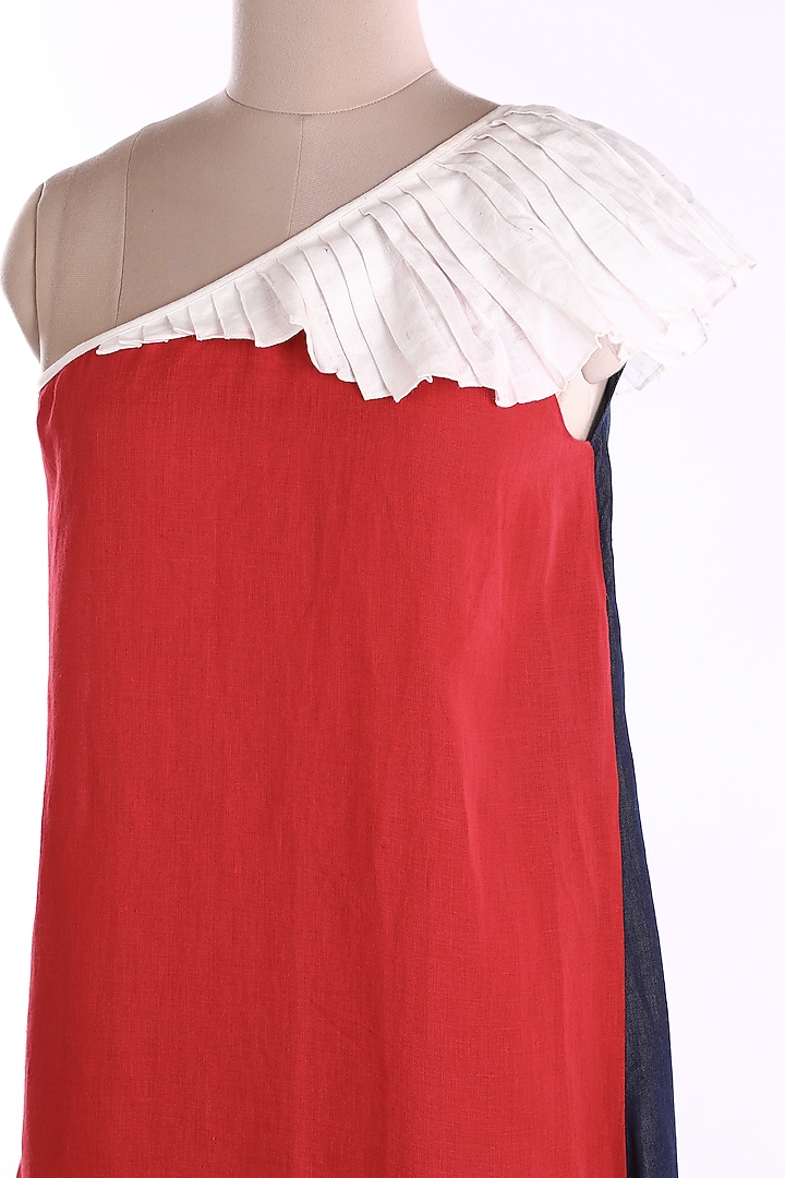 Red One Shoulder Vacation Dress by Wendell Rodricks at Pernia's Pop Up Shop