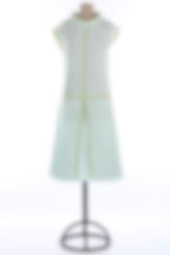 Aqua Blue Cotton Linen Midi Summer Dress by Wendell Rodricks at Pernia's Pop Up Shop