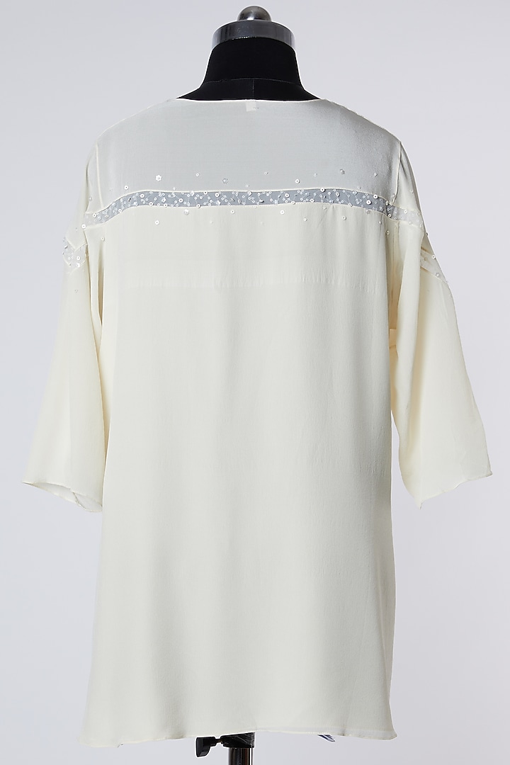 Cream Silk Crepe Tunic by Wendell Rodricks at Pernia's Pop Up Shop