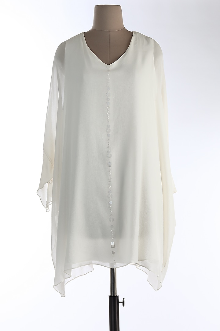 White Silk Satin Dress by Wendell Rodricks