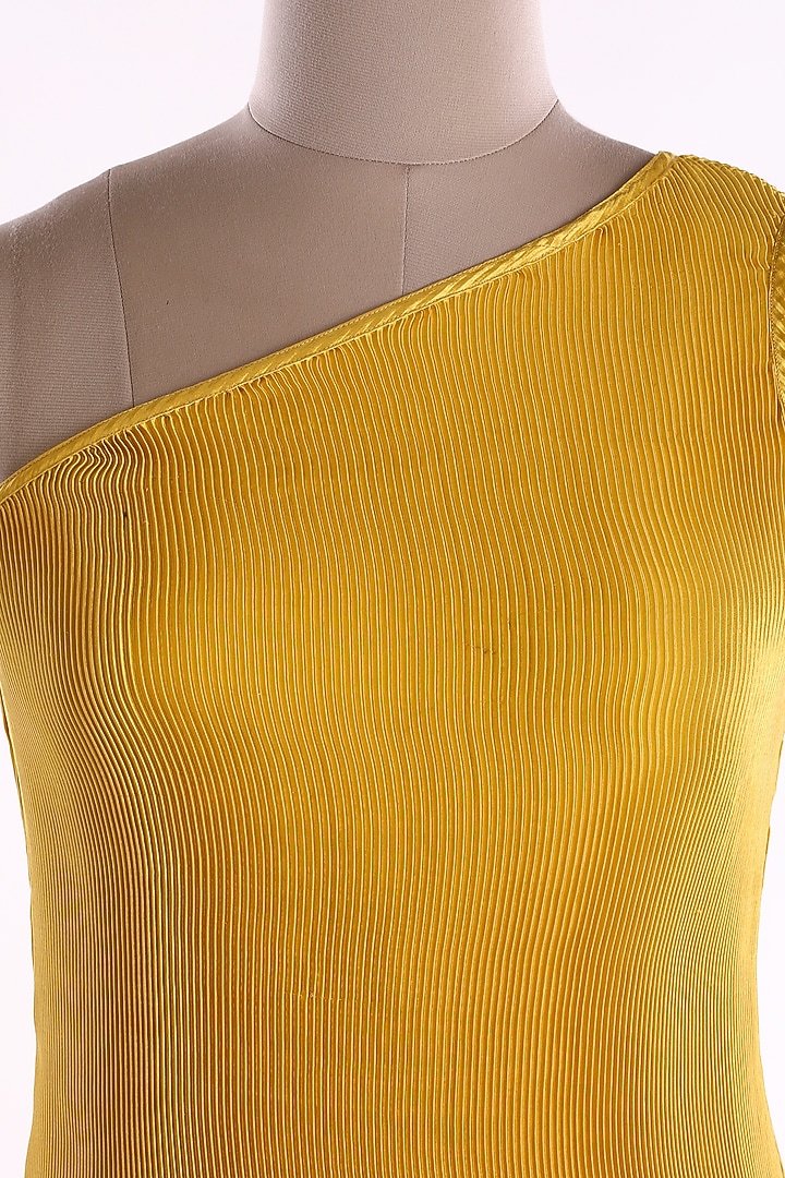 Gold One Shoulder Summer Dress by Wendell Rodricks at Pernia's Pop Up Shop