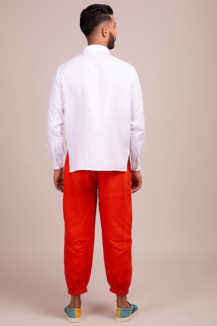 White Party Wear Shirt With Ladder Stitch Detailing by Wendell Rodricks Men at Pernia's Pop Up Shop