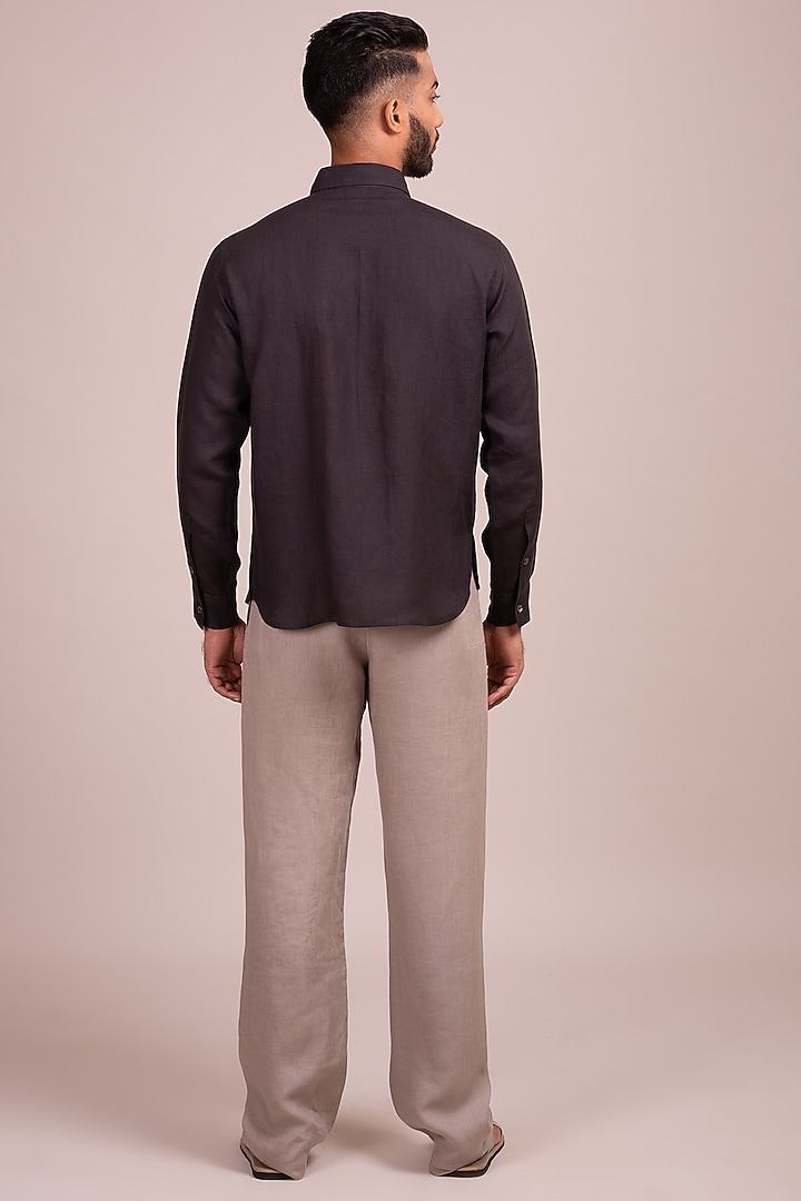 Black Party Wear Shirt With Open Collar by Wendell Rodricks Men at Pernia's Pop Up Shop