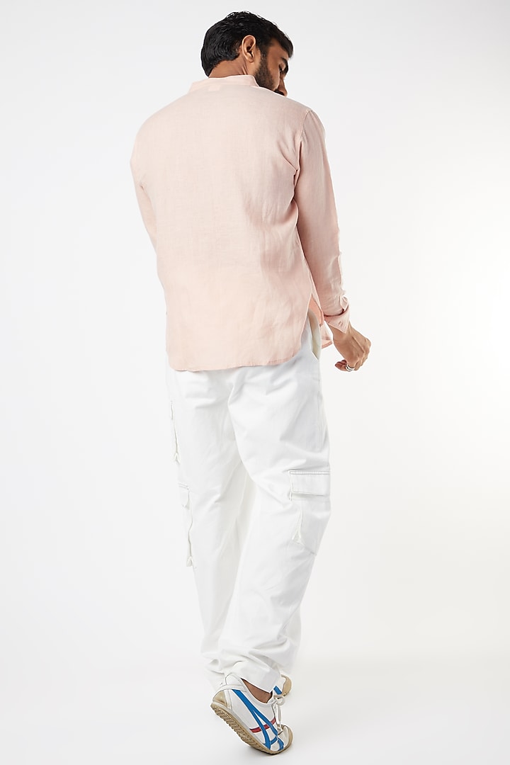 Pink Party Wear Shirt With Patch Work by Wendell Rodricks Men at Pernia's Pop Up Shop