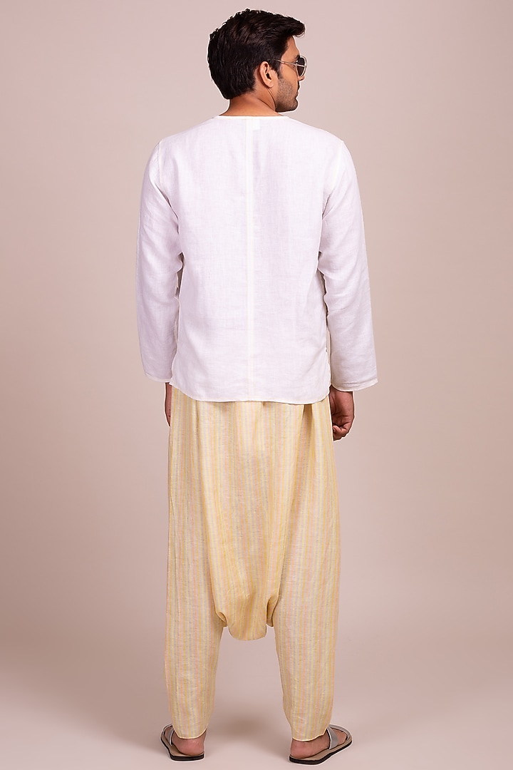 White Tunic-Style Party Wear Shirt With Pockets by Wendell Rodricks Men at Pernia's Pop Up Shop