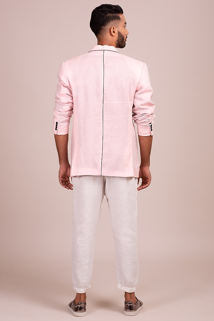 Pink Single Breasted Blazer by Wendell Rodricks Men at Pernia's Pop Up Shop