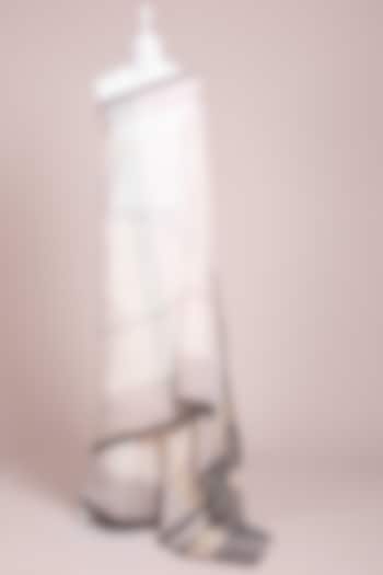 Ivory Cotton Kunbi Festive Saree by Wendell Rodricks at Pernia's Pop Up Shop