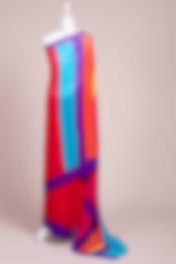 Multi Colored Georgette Half & Half Saree by Wendell Rodricks