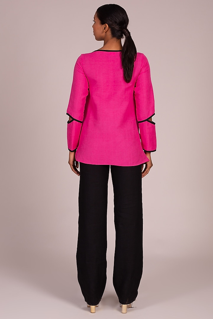 Fuschia Top With Contrast Piping by Wendell Rodricks at Pernia's Pop Up Shop