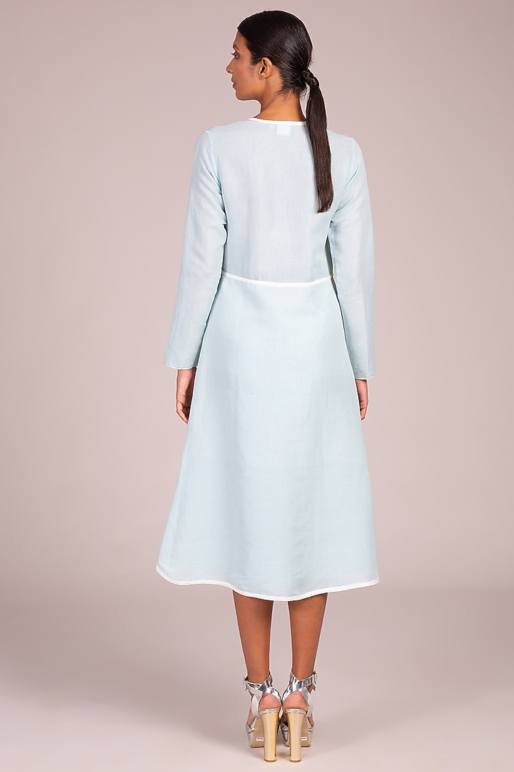 Blue Layered Dress With Angular Hem by Wendell Rodricks at Pernia's Pop Up Shop