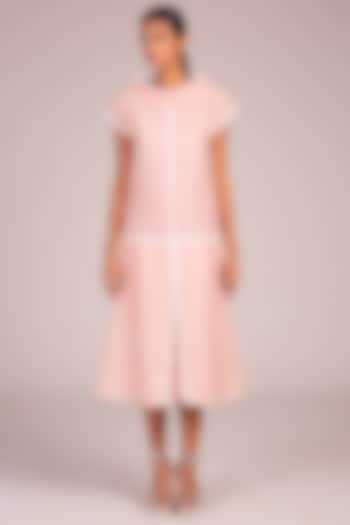 Pink Layered Dress With Contrast Piping by Wendell Rodricks