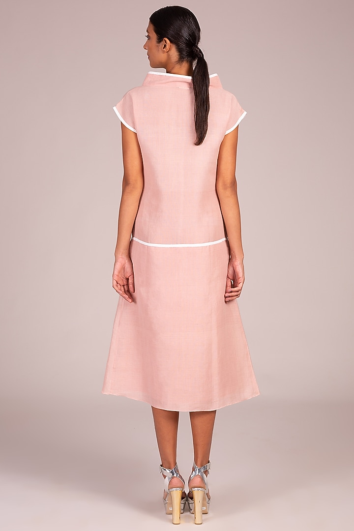 Pink Layered Dress With Contrast Piping by Wendell Rodricks at Pernia's Pop Up Shop