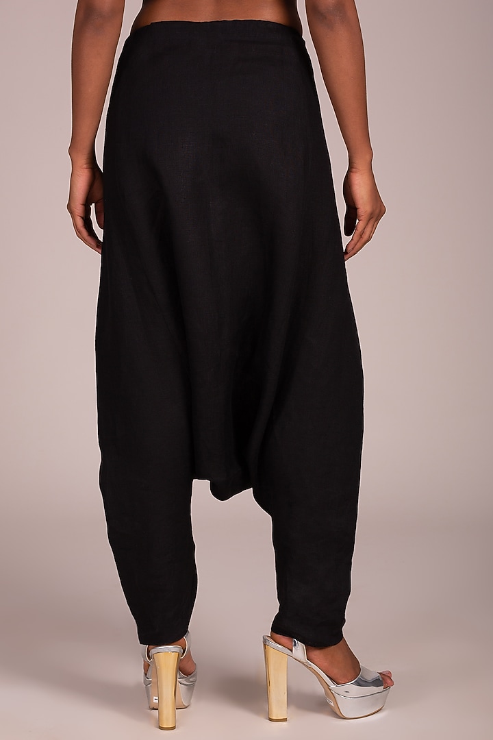 Black Drop Crotch Pants by Wendell Rodricks at Pernia's Pop Up Shop