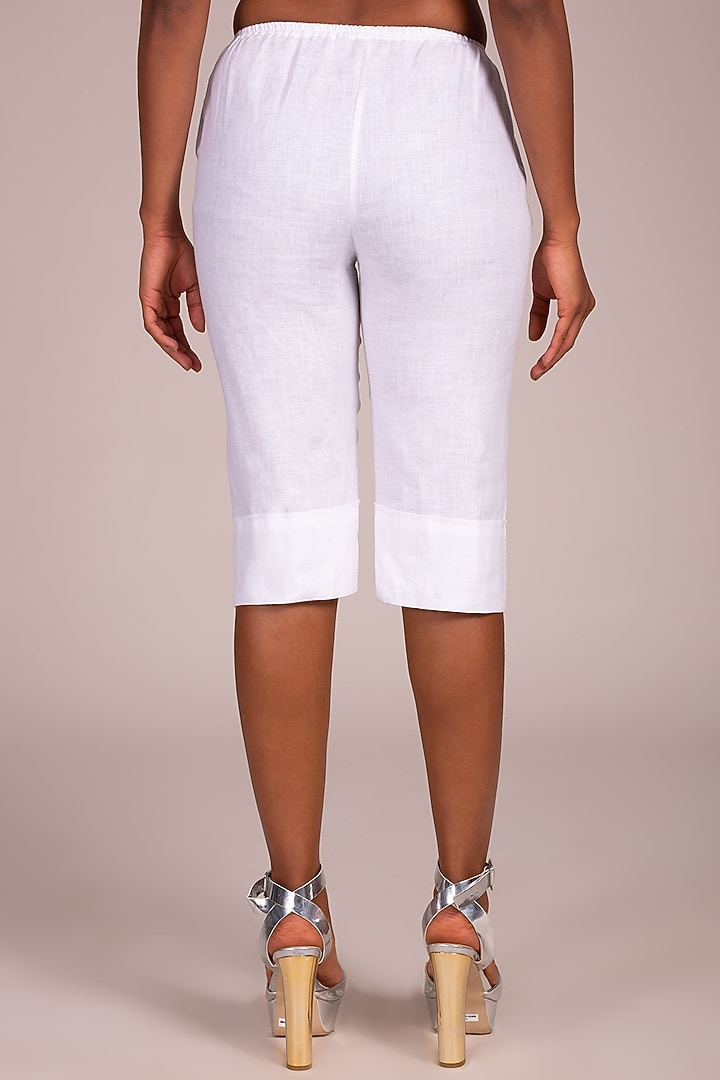White Flat Front Shorts by Wendell Rodricks at Pernia's Pop Up Shop