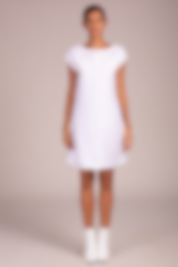 White Dress With Trellis Patchwork by Wendell Rodricks