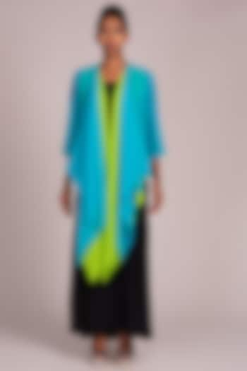 Turquoise Square Cut Overshirt by Wendell Rodricks at Pernia's Pop Up Shop