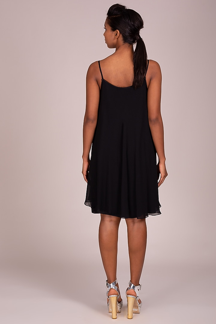 Black Embroidered Strappy Dress by Wendell Rodricks at Pernia's Pop Up Shop