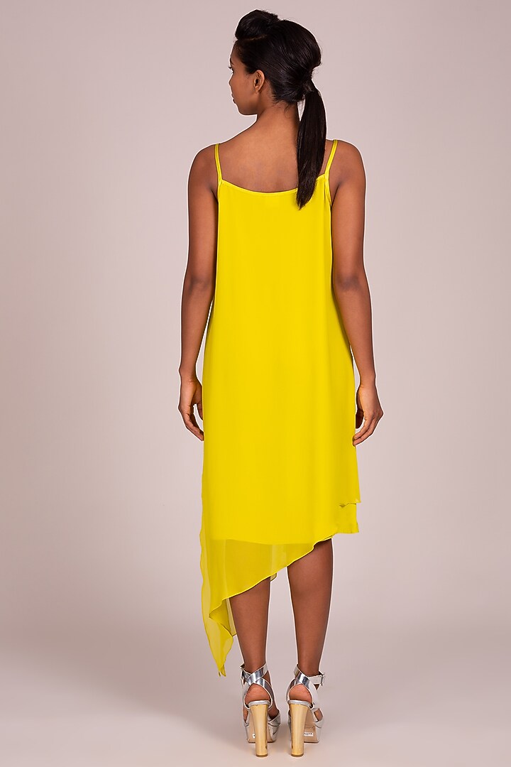 Yellow Asymmetric Strappy Dress by Wendell Rodricks at Pernia's Pop Up Shop