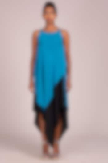 Turquoise Asymmetric Bias-Cut Dress by Wendell Rodricks at Pernia's Pop Up Shop